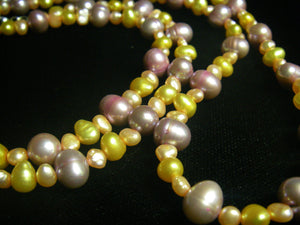Yellow, Orange & Pink Pearls Silver Necklace - Leila Haikonen Jewellery