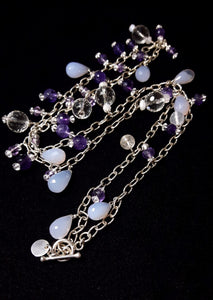 Amethyst, Chalcedony & Quartz Silver Necklace - Leila Haikonen Jewellery