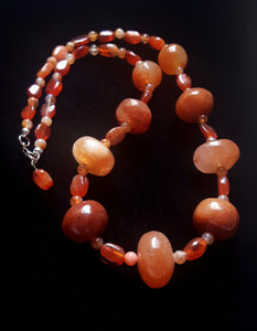 Sunstone, Carnelian and Silver Necklace - Leila Haikonen Jewellery
