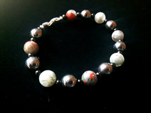 Bloodstone & Hematite Silver Bracelet - Leila Haikonen Jewellery