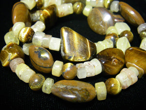 Tiger Eye, Honey Jade, Silver Necklace - Leila Haikonen Jewellery
