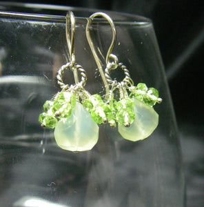 Green Chalcedony, Green Peridot Silver Earrings - Leila Haikonen Jewellery