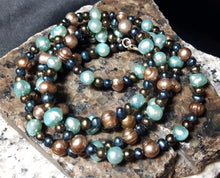 Aqua, Black & Golden Pearl & Silver Necklace - Leila Haikonen Jewellery