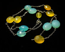 Yellow & Blue Chalcedony, Silver Chain Necklace - Leila Haikonen Jewellery
