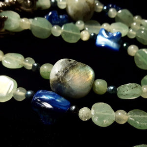 Labradorite, Aventurine & Blue Shell Silver Necklace - Leila Haikonen Jewellery