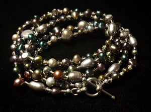 Black Pearl & Smoky Quartz Silver Necklace - Leila Haikonen Jewellery