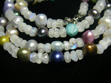 White Moonstone & Multicoloured Pearl Silver Necklace - Leila Haikonen Jewellery