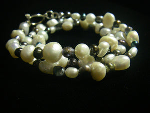 White & Black Pearl Silver Necklace - Leila Haikonen Jewellery