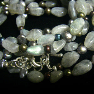 Labradorite & Black Pearl Silver Necklace - Leila Haikonen Jewellery