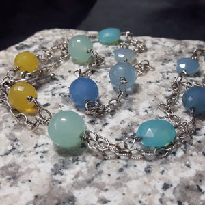 Sea Blue Chalcedony Silver Necklace - Leila Haikonen Jewellery