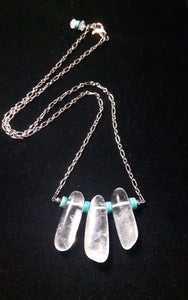 Turquoise & Quartz, Silver Chain Necklace - Leila Haikonen Jewellery