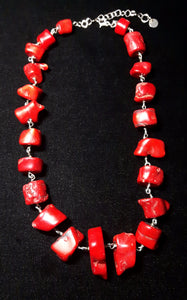 Huge Graduated Red Coral, Silver Necklace - Leila Haikonen Jewellery