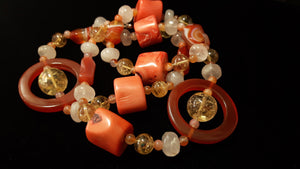 Carnelian, Coral, Citrine, Rose Quartz, Silver Necklace - Leila Haikonen Jewellery