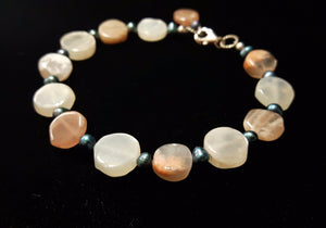 Moonstone, & Pearl Silver Bracelet - Leila Haikonen Jewellery