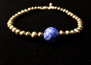 Pearl &, Lapis Lazuli Silver Bracelet - Leila Haikonen Jewellery