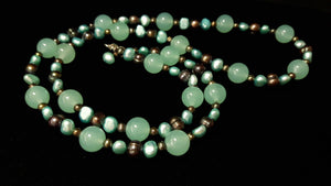 Aqua Blue Chalcedony, Black Pearls, Silver Necklace - Leila Haikonen Jewellery