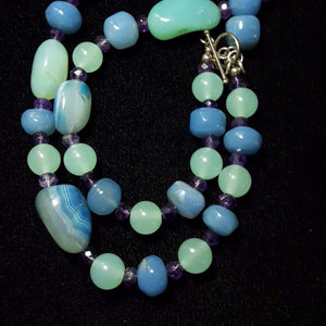 Chalcedony & Amethyst, Silver Necklace - Leila Haikonen Jewellery