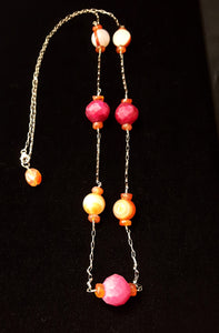 Pink Chalcedony & Carnelian Silver Chain Necklace - Leila Haikonen Jewellery