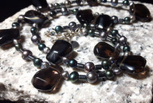 Smoky Quartz, Hematite, Black Pearls, Silver Necklace - Leila Haikonen Jewellery