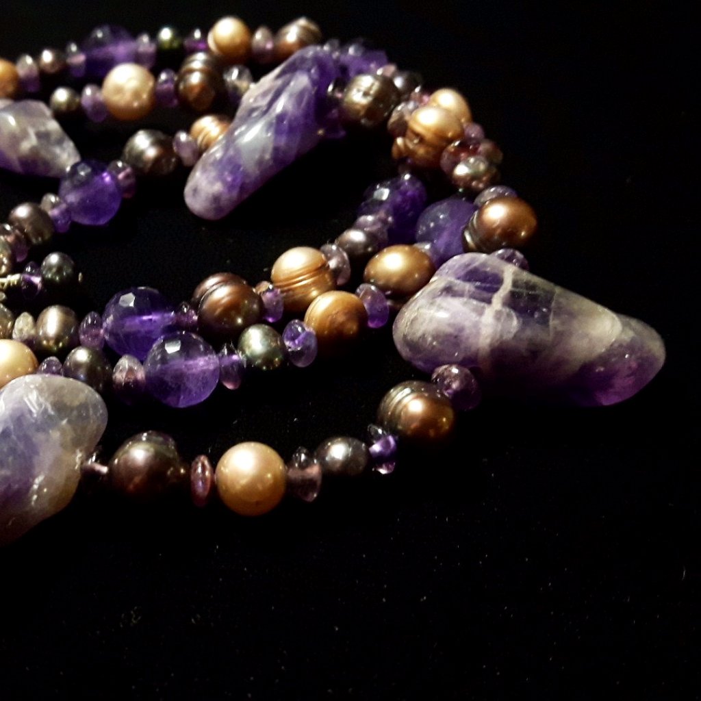 Luxurious Amethyst & Pearl Silver Necklace – Leila Haikonen Jewellery