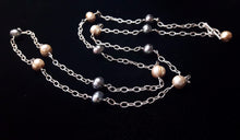 Champagne & Grey Pearl Silver Chain Necklace - Leila Haikonen Jewellery