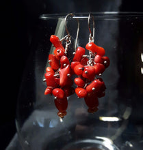 Red Coral Cluster & Carnelian Silver Earrings - Leila Haikonen Jewellery