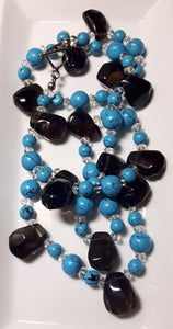 Turquoise, Smoky Quartz & Silver Necklace - Leila Haikonen Jewellery