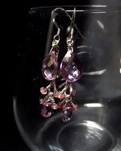 Pink Mystic Topaz & Pink Tourmaline Silver Earrings - Leila Haikonen Jewellery