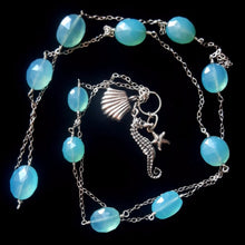Seahorse Blue Chalcedony, Silver Chain Charm Necklace - Leila Haikonen Jewellery