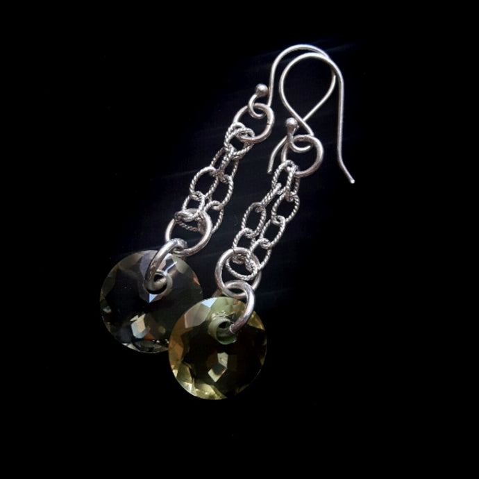Citrine Chain Silver Earrings - Leila Haikonen Jewellery