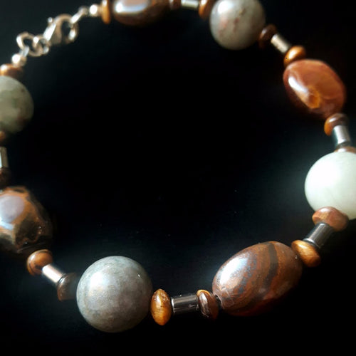 Tiger Eye, Bloodstone & Hematite Bracelet - Leila Haikonen Jewellery