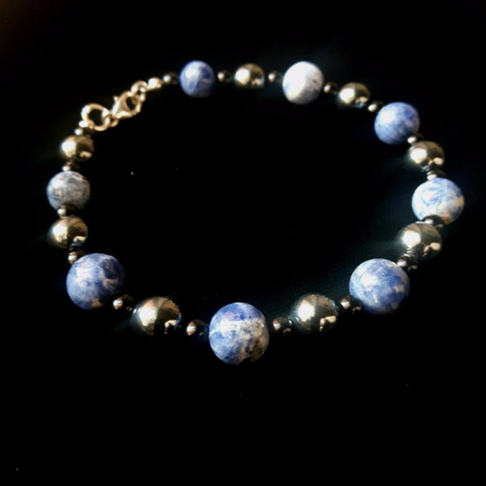 Hematite, Sodalite & Onyx Silver Bracelet - Leila Haikonen Jewellery