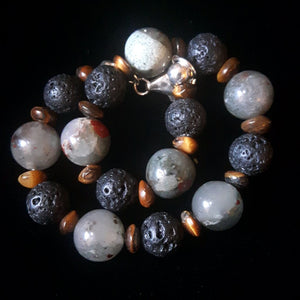 Bloodstone & Lava Rock Bracelet - Leila Haikonen Jewellery