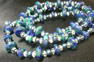 Azure Malachite, Blue Pearl, Clear Quartz, Silver Necklace - Leila Haikonen Jewellery