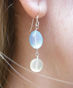 Lovely Blue & Yellow Chalcedony Silver Earrings - Leila Haikonen Jewellery