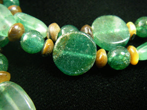 Long Green Aventurine, Tiger Eye Silver Necklace - Leila Haikonen Jewellery