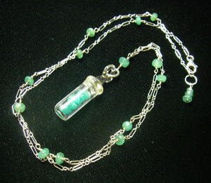 Emerald & Rough Emerald Silver Necklace - Leila Haikonen Jewellery