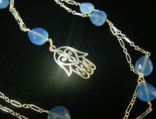 Blue Chalcedony, Sterling Silver Hamsa Necklace - Leila Haikonen Jewellery