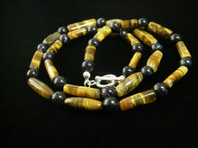 Tiger Eye & Black Gold Stone Silver Necklace - Leila Haikonen Jewellery