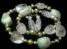 Aquamarine, Rose & Rutilated Quartz Silver Necklace - Leila Haikonen Jewellery