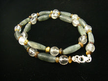 Grey Agate, Rutilated Quartz, Tiger Eye, Silver Necklace - Leila Haikonen Jewellery