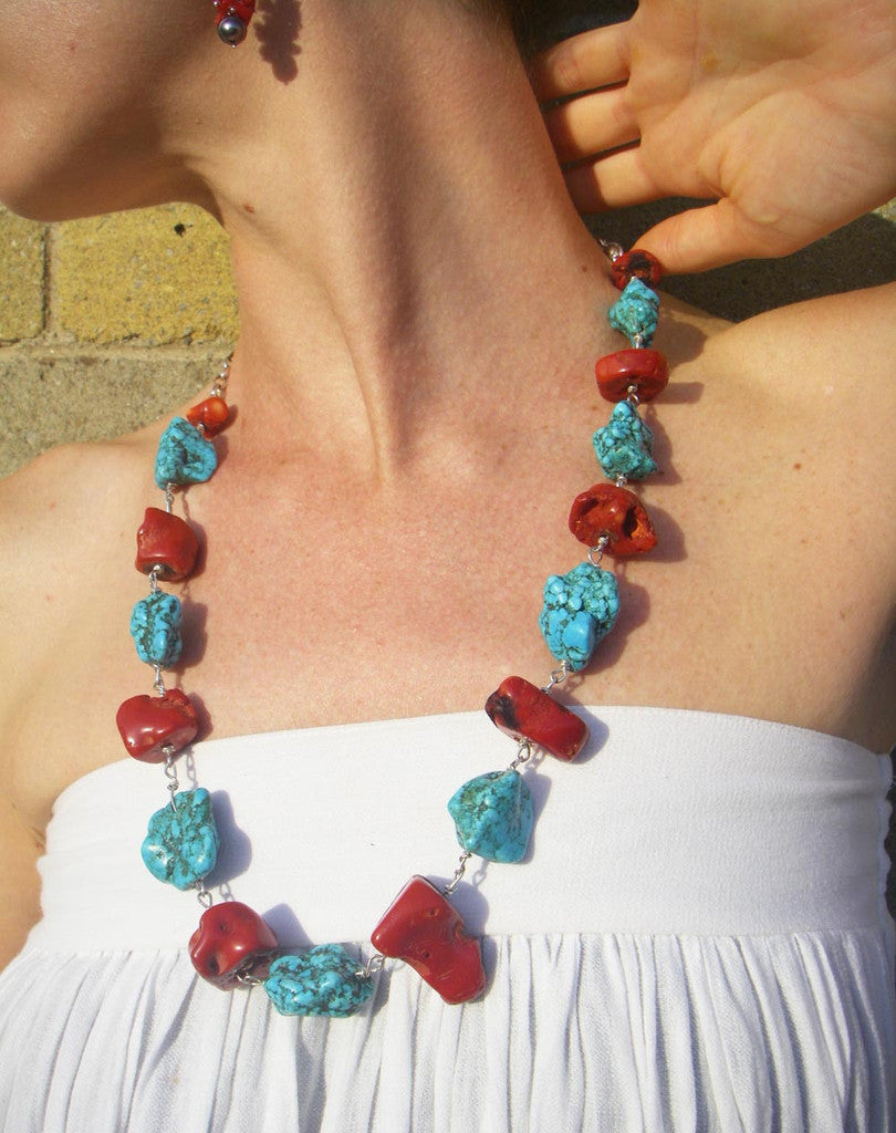 Coral blue necklace Clearance