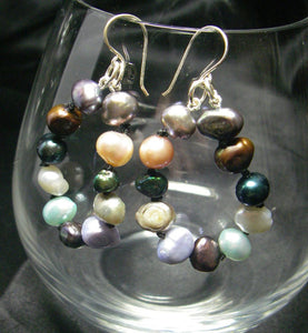 Pearl Hoop Earrings Knotted with Silk - Leila Haikonen Jewellery