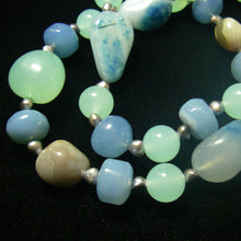 Sea Green, Blue Chalcedony, Black Pearl Silver Necklace - Leila Haikonen Jewellery
