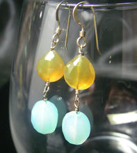 Aqua & Honey Chalcedony Silver Earrings - Leila Haikonen Jewellery