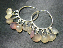 Beautiful Pink Chalcedony, Silver Hoop Earrings - Leila Haikonen Jewellery
