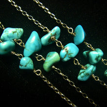 Blue Turquoise, Long Silver Chain Necklace - Leila Haikonen Jewellery