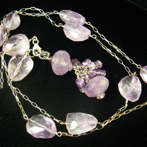 Amethyst Sterling Silver Tassel Necklace - Leila Haikonen Jewellery
