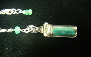 Emerald & Rough Emerald Silver Necklace - Leila Haikonen Jewellery