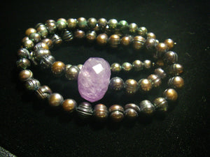 Black Pearls, Amethyst, Sterling Silver Necklace - Leila Haikonen Jewellery